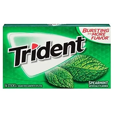 Trident Imported Sugar Free Chewing Gum - Spearmint - 14 Sticks