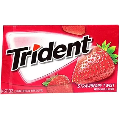Trident Imported Sugar Free Chewing Gum - Strawberry - 14 Sticks