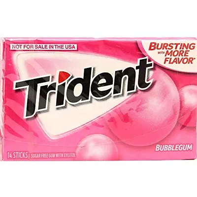 Trident Imported Sugar Free Chewing Gum - Bubblegum - 14 Sticks