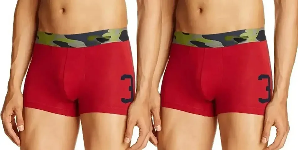 Stylish Blend Solid Trunks For Men Pack Of 2