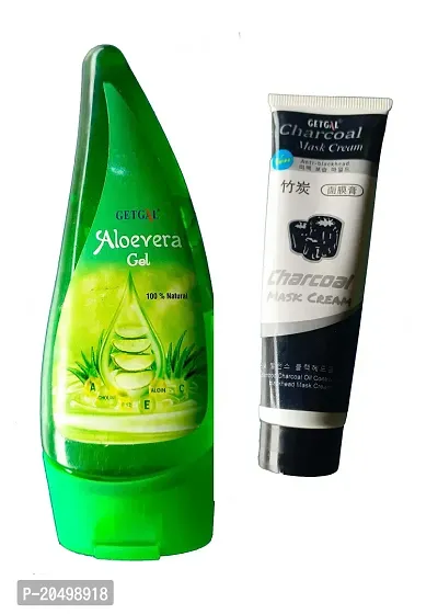 Aloe Vera Gel and Charcoal Face Mask Combo of 2