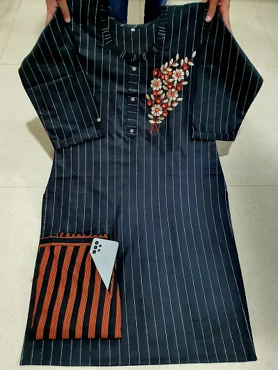 Stylish Fancy Designer Cotton Kurta With Bottom Set