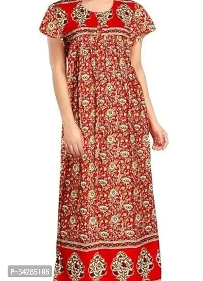 Stylish Red Cotton Nighty For Women