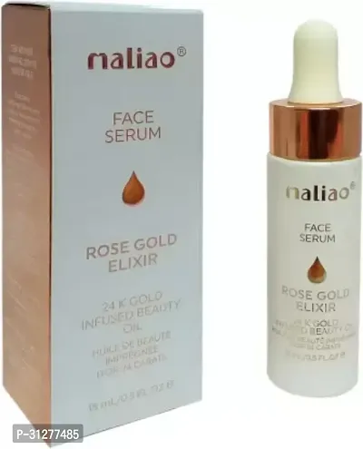 Maliao Rose Gold Elixir 24 K Gold Infused Beauty Oil Face Serum Primer 15ml Transparent