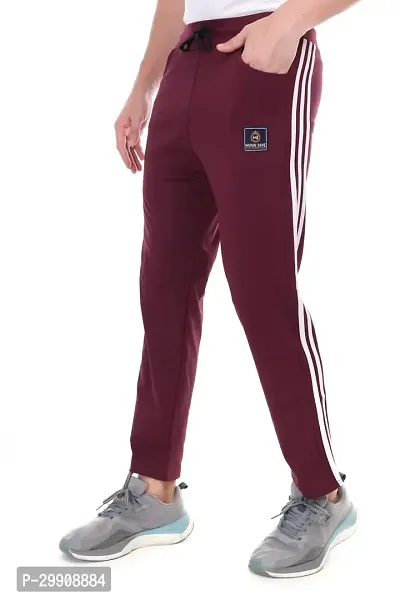 Stylish Maroon Cotton Blend Regular Track Pants For Men