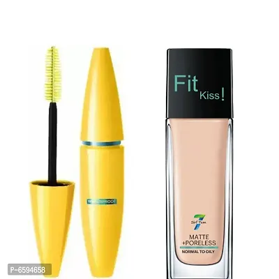 PROFESSIONAL FIT KISS MATTE +PORELESS SOFT TO OILY+NATURAL LOOK MASCARA WATERPROOF BLACK