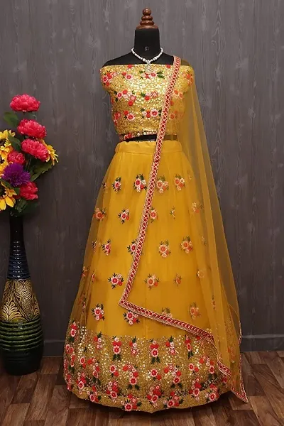 Attractive Net Embroidered Lehengas For Women