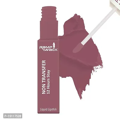 Ramp Walk Powerstay Matte Ultra Smooth Liquid Lipstick, Transfer proof and Waterproof lipstick, Up to 12hrs stay, 5ml (Ice Mauve)