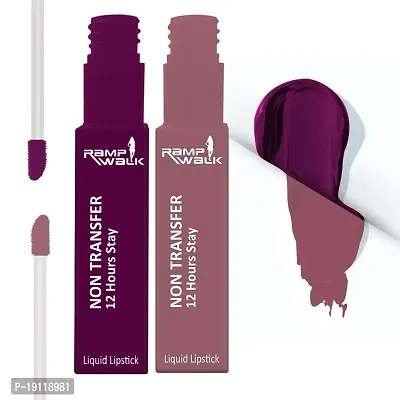 Ramp Walk Powerstay Matte Lip Color, Long lasting, Non Transfer, Water  Smudge Proof, Light Weight Liquid Lipstick, Up to 12hrs Stay, 5ml each (Gift Set | Pack of 2) (Ice Mauve,Wine)