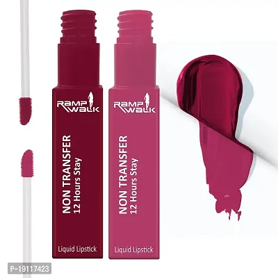 Ramp Walk Powerstay Matte Lip Color, Long lasting, Non Transfer, Water  Smudge Proof, Light Weight Liquid Lipstick, Up to 12hrs Stay, 5ml each (Gift Set | Pack of 2) (Cherry Red,Pink Bloom)