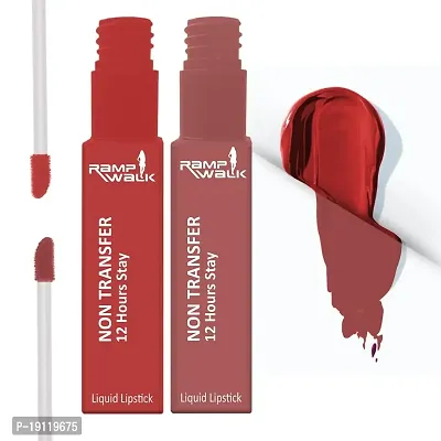 Ramp Walk Powerstay Matte Lip Color, Long lasting, Non Transfer, Water  Smudge Proof, Light Weight Liquid Lipstick, Up to 12hrs Stay, 5ml each (Gift Set | Pack of 2) (Brick Red,Dusky Nude)