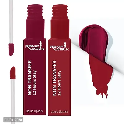 Ramp Walk Powerstay Matte Lip Color, Long lasting, Non Transfer, Water  Smudge Proof, Light Weight Liquid Lipstick, Up to 12hrs Stay, 5ml each (Gift Set | Pack of 2) (Cherry Red,Hot Red)