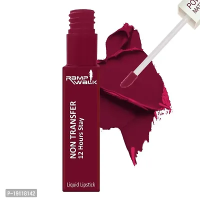 Ramp Walk Powerstay Matte Ultra Smooth Liquid Lipstick, Transfer proof and Waterproof lipstick, Up to 12hrs stay, 5ml (Cherry Red)
