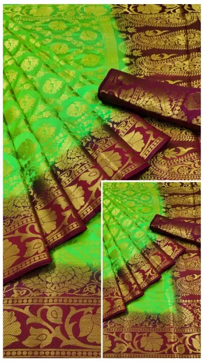 New In Poly Silk Saree with Blouse piece 