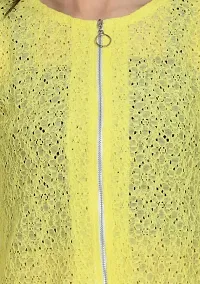 RAYWARE Women's Half Sleeve Crop Shrug in Net Fabric With Front Zipper-thumb3