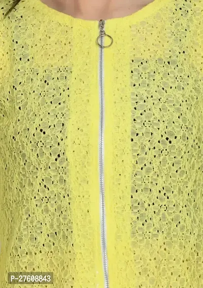 RAYWARE Women's Half Sleeve Crop Shrug in Net Fabric With Front Zipper-thumb4