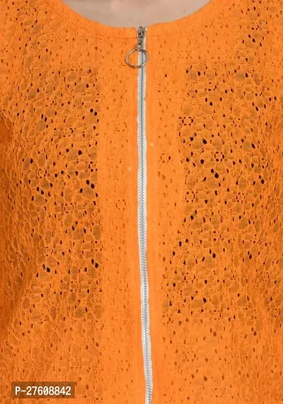 RAYWARE Women's Half Sleeve Crop Shrug in Net Fabric With Front Zipper-thumb4