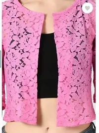 RAYWARE Women Straight Half Sleeve Pink Shrug-thumb3