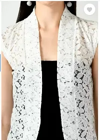 RAYWARE Women Jacket Style Sleeveless White Shrug-thumb2