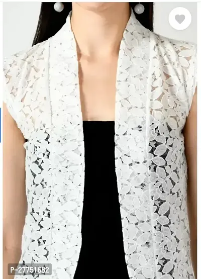 RAYWARE Women Jacket Style Sleeveless White Shrug-thumb3