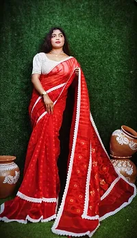 Stylish Cotton Silk Lace Work Saree without Blouse-thumb2