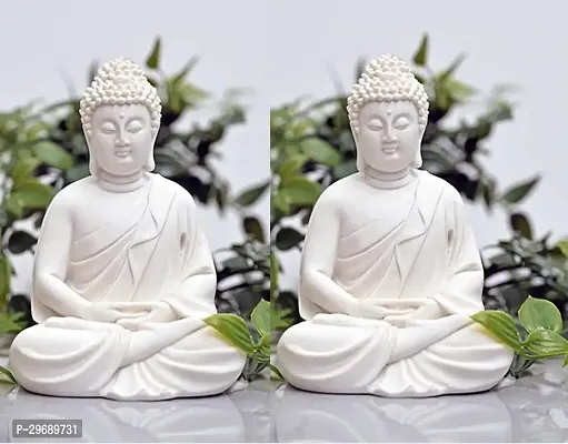 Budha Premium Rare Handcrafted Polymarble Meditation Figurine Pack of 2