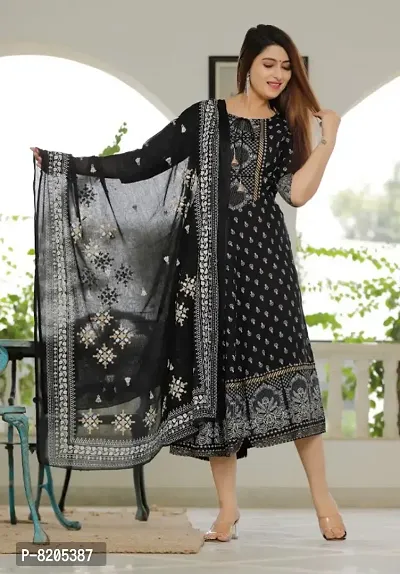 Classic Rayon Printed Kurtis for Women with Dupatta