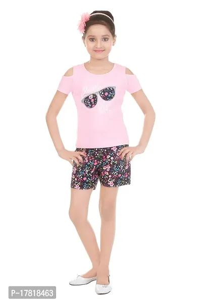 Pink Color Cotton Top  Hot Pant Set-thumb0