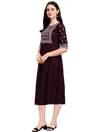 RUSHABH TRENDZ Women's Floral Straight Rayon Regular Relaxed Woven Round Neck Woven Pull On Fantasy Solid Traditional Kurta (RT_1004)-thumb3