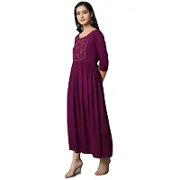 RUSHABH TRENDZ Women's Floral Straight Rayon Regular Relaxed Woven Round Neck Woven Pull On Fantasy Solid Traditional Kurta (RT_1001)-thumb4