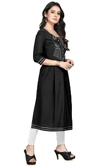 RUSHABH TRENDZ Women's Floral Straight Rayon Regular Relaxed Woven Round Neck Woven Pull On Fantasy Solid Traditional Kurta (RT_1012)-thumb3
