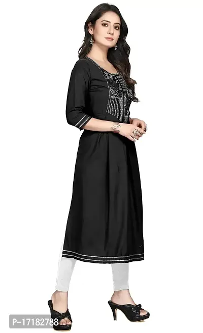 RUSHABH TRENDZ Women's Floral Straight Rayon Regular Relaxed Woven Round Neck Woven Pull On Fantasy Solid Traditional Kurta (RT_1012)-thumb4
