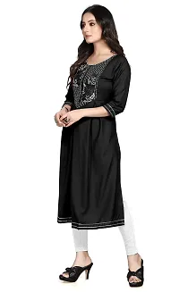 RUSHABH TRENDZ Women's Floral Straight Rayon Regular Relaxed Woven Round Neck Woven Pull On Fantasy Solid Traditional Kurta (RT_1012)-thumb4