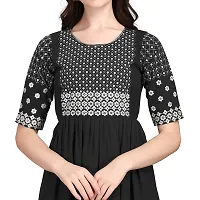 RUSHABH TRENDZ Women's Floral Straight Rayon Regular Relaxed Woven Round Neck Woven Pull On Fantasy Solid Traditional Kurta (RT_1008)-thumb4