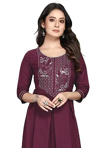 RUSHABH TRENDZ Women's Floral Straight Rayon Regular Relaxed Woven Round Neck Woven Pull On Fantasy Solid Traditional Kurta (RT_1012)-thumb4