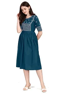 RUSHABH TRENDZ Women's Floral Straight Rayon Regular Relaxed Woven Round Neck Woven Pull On Fantasy Solid Traditional Kurta (RT_1007)-thumb1