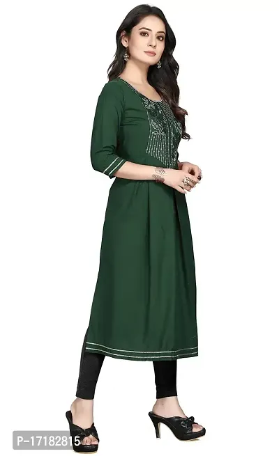 RUSHABH TRENDZ Women's Floral Straight Rayon Regular Relaxed Woven Round Neck Woven Pull On Fantasy Solid Traditional Kurta (RT_1012)-thumb2