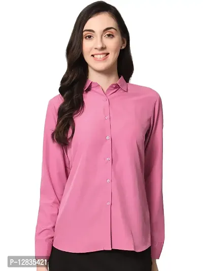 Fbella Women Casual Solid Peach Shirt (Medium)