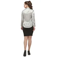 Fbella Women Silk Silver Formal Shirt-thumb2