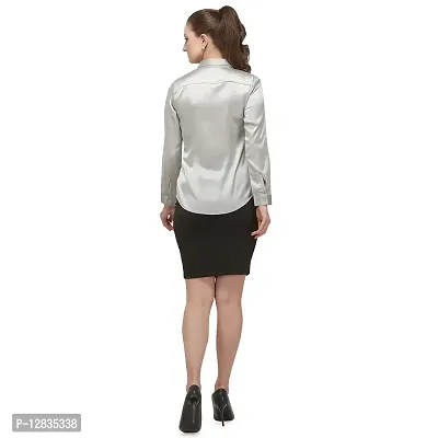 Fbella Women Silk Silver Formal Shirt-thumb3