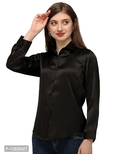 Fbella Women Black Satin Shirt