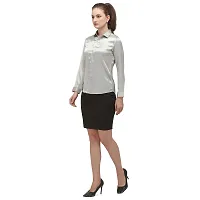 Fbella Women Silk Silver Formal Shirt-thumb1