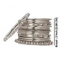 Archi Collection Silver Metal Traditional Oxidised Plated Designer Bangles Set for Women-thumb2