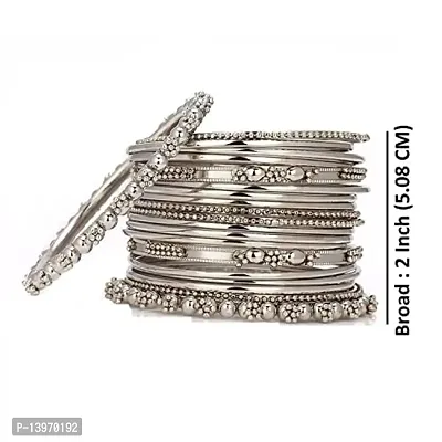 Archi Collection Silver Metal Traditional Oxidised Plated Designer Bangles Set for Women-thumb3