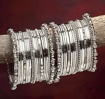 DohDeep Traditional Silver Plated Oxidized Bangles Set For Girls  Women-thumb2