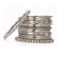 DohDeep Collection Jewellery Silver Oxidised Plated Metal Designer Bangles Set for Women-thumb1