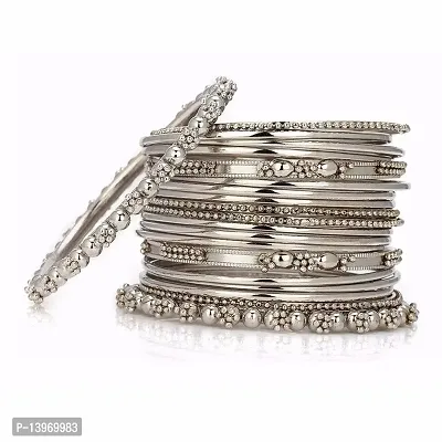 DohDeep Collection Jewellery Silver Oxidised Plated Metal Designer Bangles Set for Women-thumb2