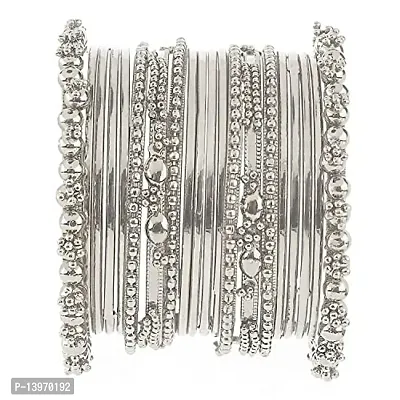 Archi Collection Silver Metal Traditional Oxidised Plated Designer Bangles Set for Women-thumb5