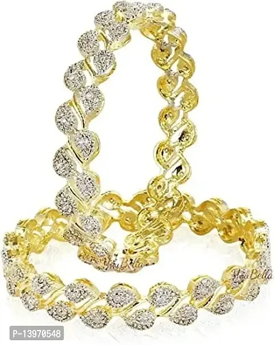 Dohdeep American Diamond Gold Plated Bangles For Women and Girls-thumb0