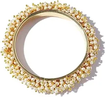 Dohdeep Gold Plated Stylish Traditional Pearl Studded Bridal Bangles, Kangan Set for Women and Girls-thumb2